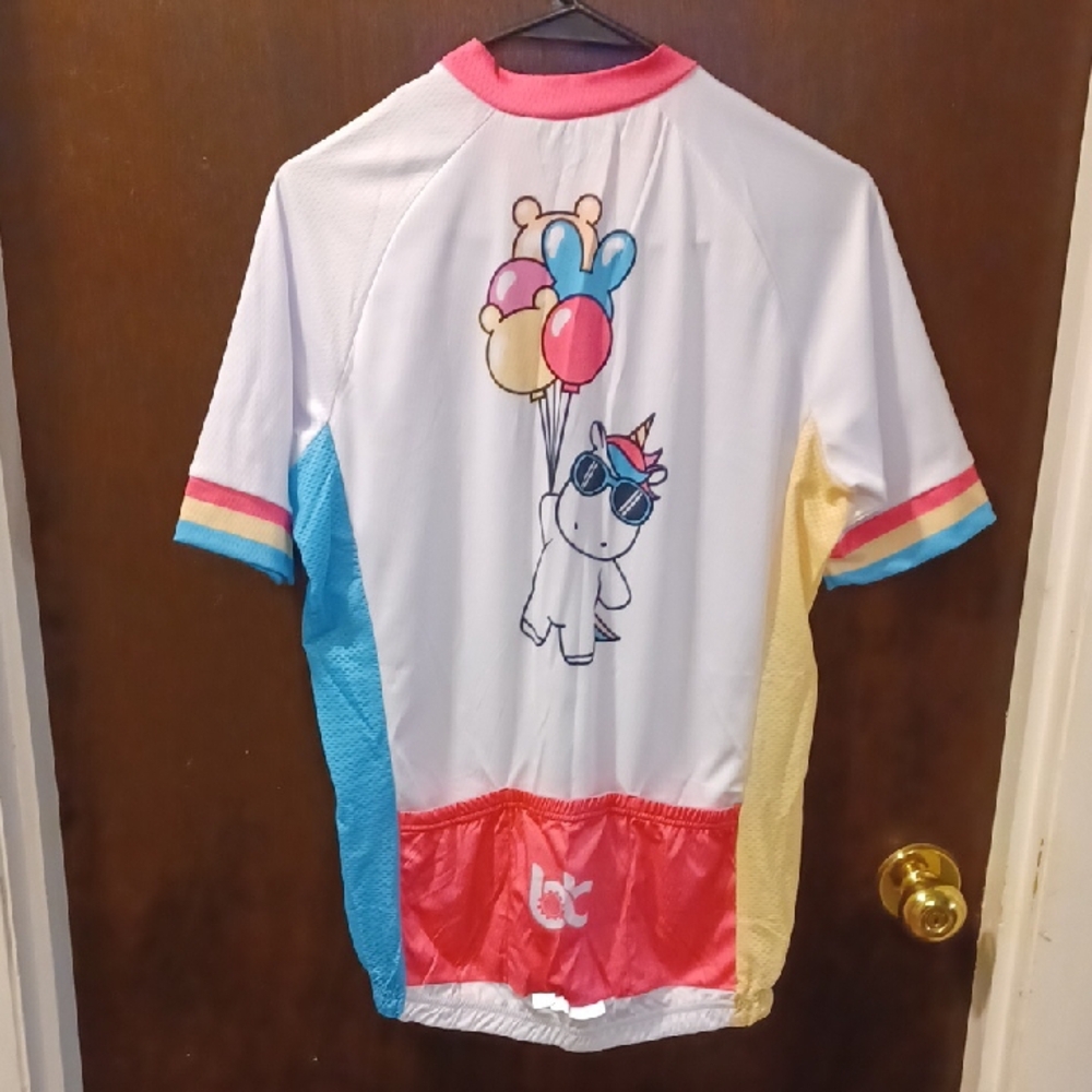 Biycle Booth Unicorn Cycling Jersey - White, Blue, Yellow - Picture 3 of 11